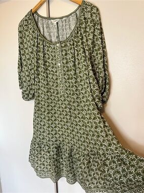 Max Studio Olive Green Printed Mini Dress
